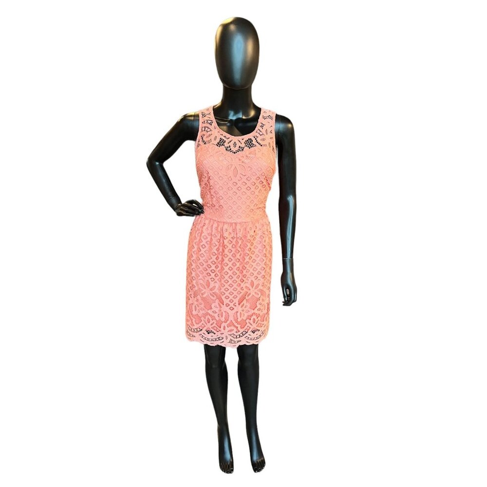 Peach Lace Mid-Length Dress